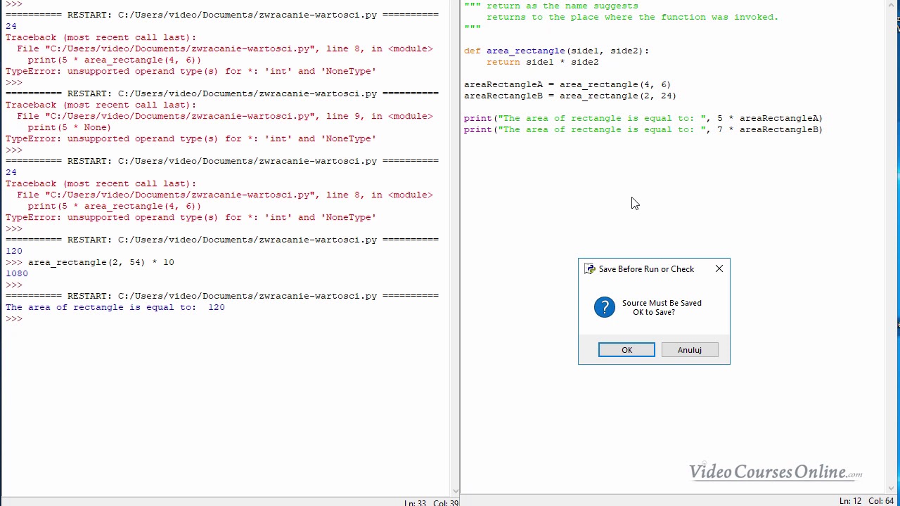 video8 3 Returning values from function - YouTube