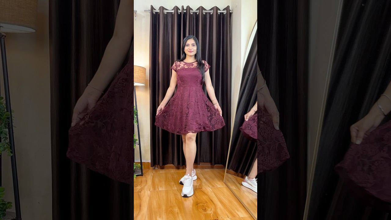 Party Wear Maroon short Dress 