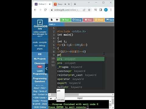 C PROGRAM TO FIND ALL NUMBERS DIVISIBLE BY 3 AND 5 BETWEEN 1 AND 100 ...