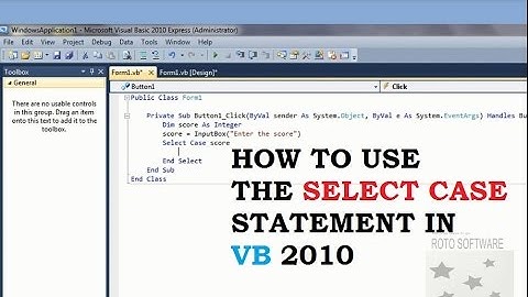 How to Use Case Statement in Vb 2010