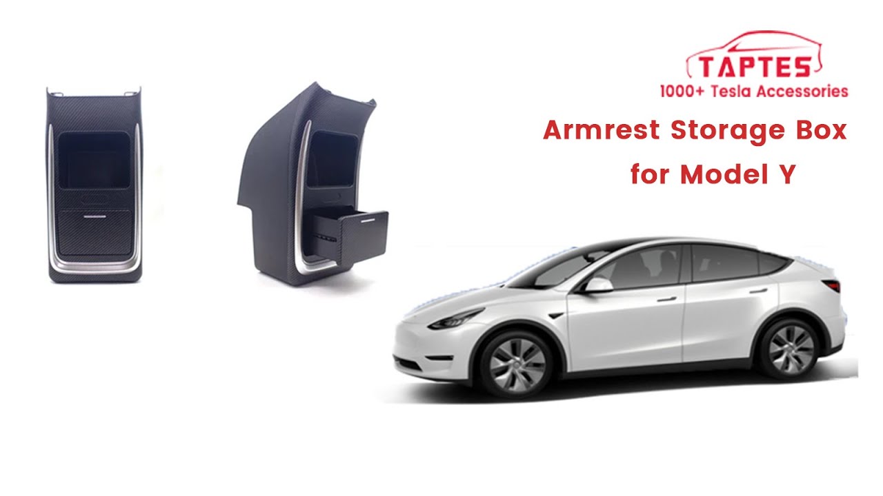 TAPTES Tesla Armrest Storage Box for Model Y Rear Central Control Hidden  Cup Holder Drawer Organizer 