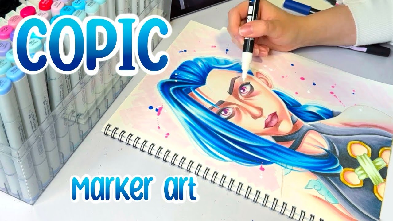 FINALLY using my COPIC MARKERS again! - Jinx Arcane 💙 - YouTube