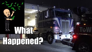 Cabover Peterbilt Breaks Down Hauling 6X6 Truck