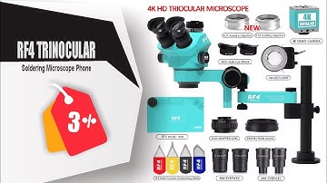 RF4 Trinocular Stereo Microscope Set 360 ° Rotation Articulating Arm Stands Phone Soldering PCB