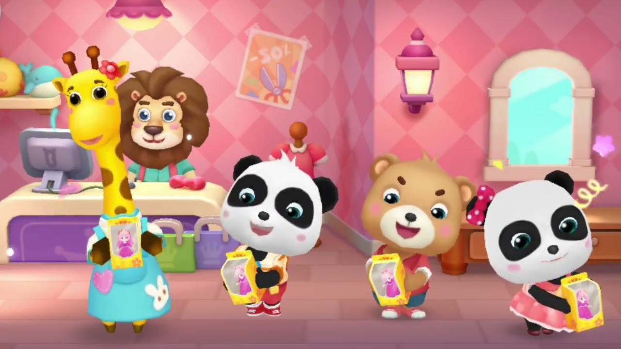 "Baby panda catches Falling Fruit!🍎🍌Cute kids learning Game /Dinner Time Fun"