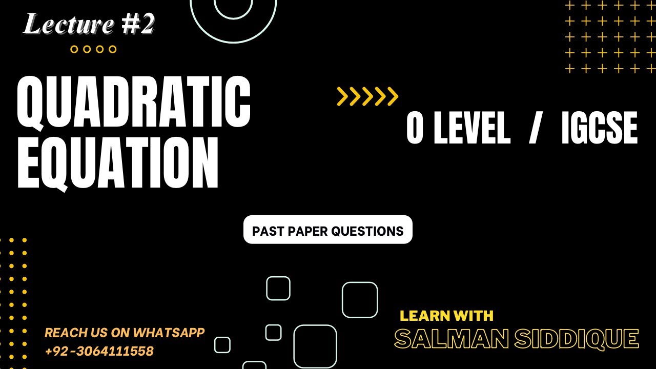 Quadratic Equation Past Paper Questions | CIAE | GCSE | IGCSE - YouTube