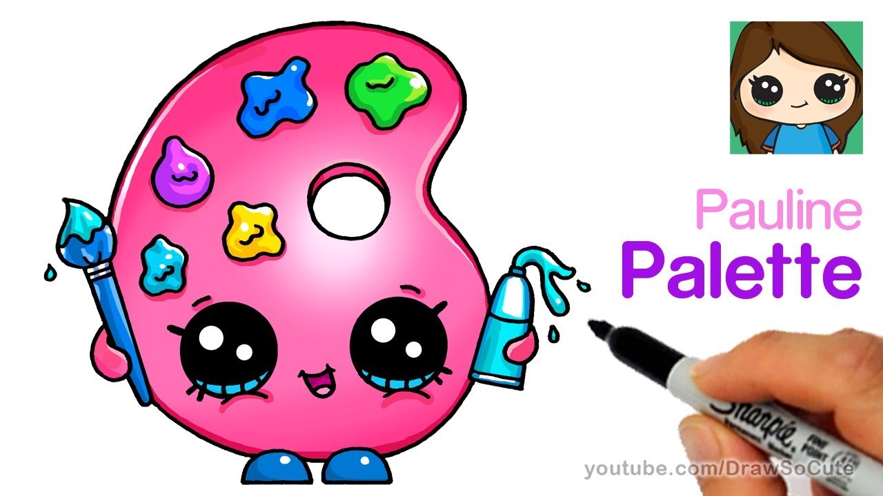 How To Draw A Cute Paint Palette Shopkins Pauline Palette Youtube