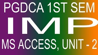 MS ACCESS UNIT- 2  IMP