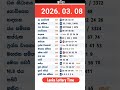 2026 03 08 අද ද න ස යල ම ල තර ය ප රත ඵල NLB DLB Today All Lottery Results Dlb Nlb Dlb News