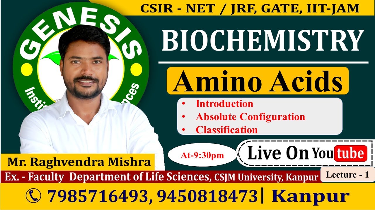 Amino Acids | Lecture-1 | New online "Batch" for CSIR NET/JRF | IIT-JAM |