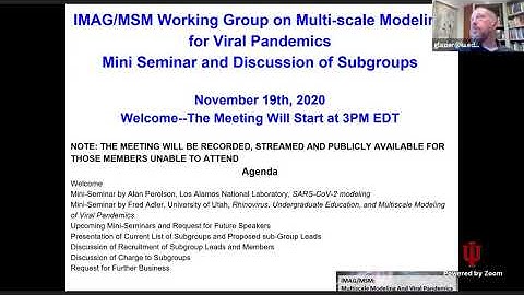 WG Seminars: Perelson, SARS-CoV-2 Modeling, and Adler, Rhinovirus Modeling, November 19, 2020