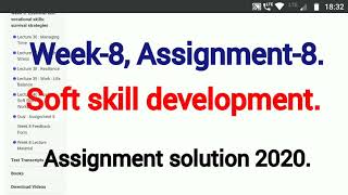 Assignment-8 // Soft skill development// NPTEL Assignment answer// weak-8 //