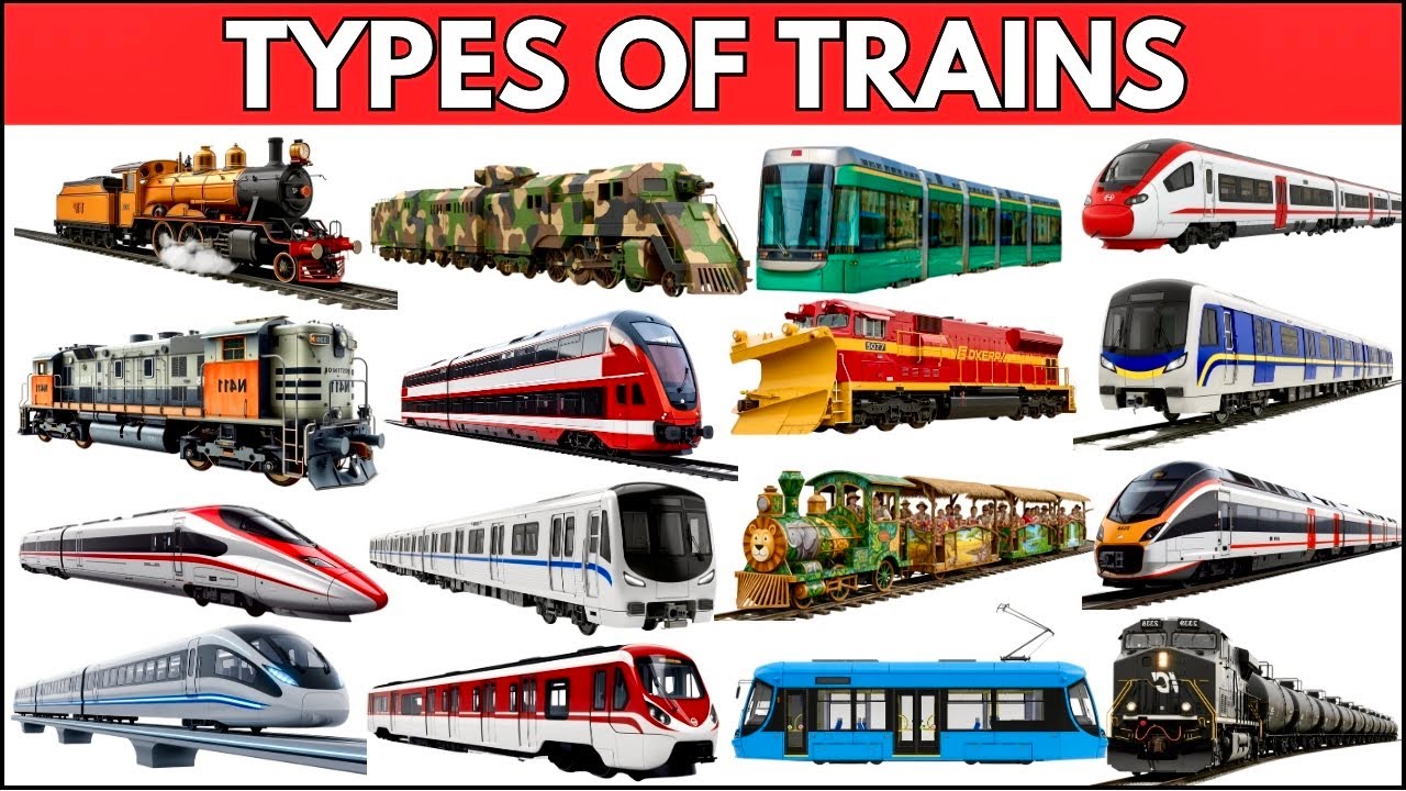 Trains Name | Learn Types of trains in English for kids | High-Speed ...