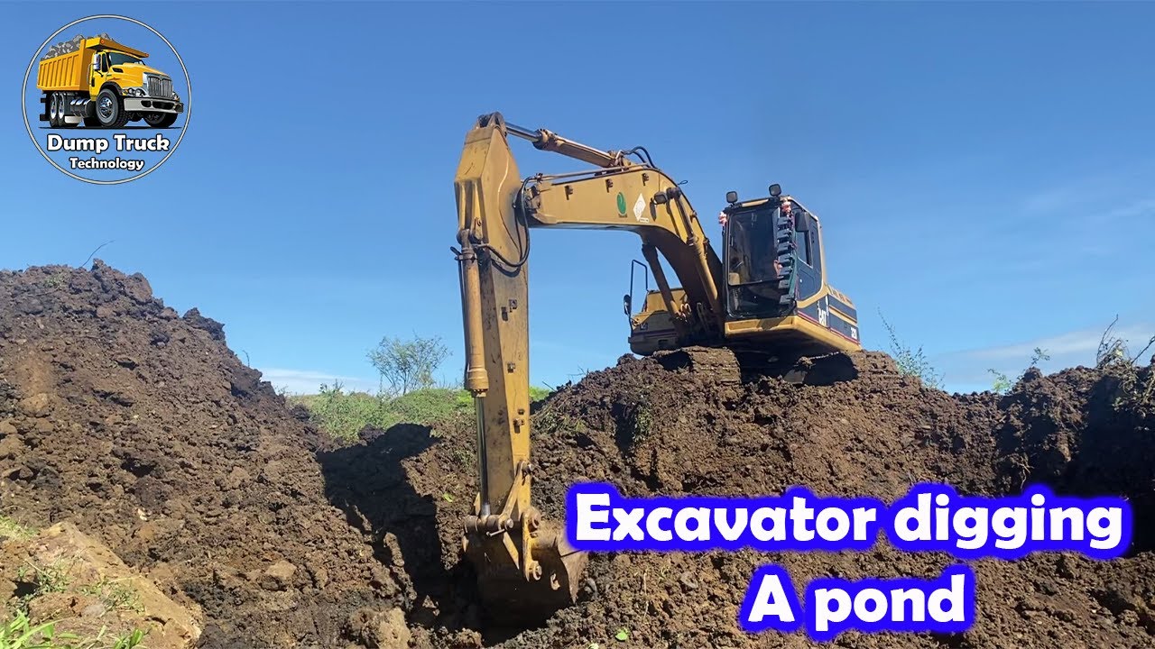 Excavator digging a pond Excavator Working dig a pond YouTube