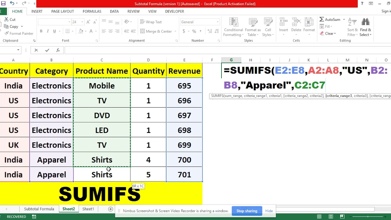 Sumifs Excel Formula Tutorial SystemWebTech Online YouTube