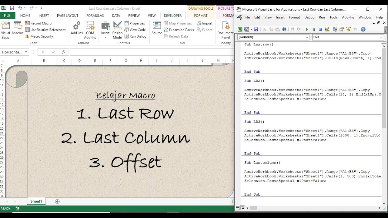 Update Rumus Macro Last Row | Last Column | Offset | Fungsi End(xlUp) | End(xlToRight) | End(xlToLeft)
