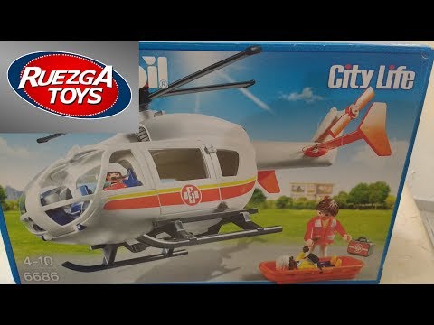 Helicoptero Rescate Playmobil 6686 City Action armado y review vehículo de rescate con paramédico