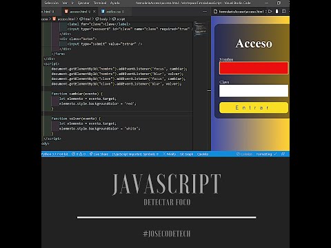 39 JavaScript. Obtener foco en formulario y cambiar estilo