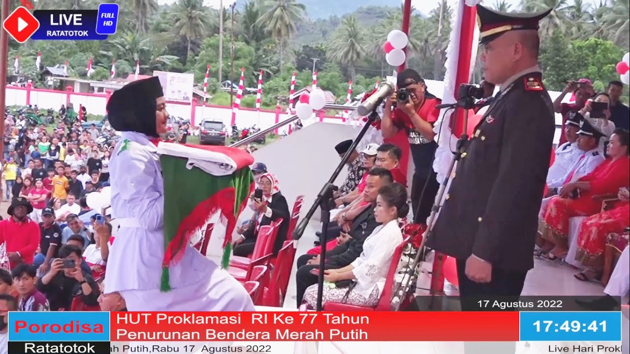 Upacara penurunan bendera Kec.Ratatotok HUT RI Ke77,  17 August 2022