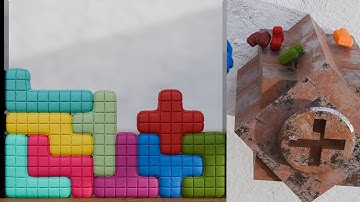 PADDED PENTOMINOES | SOFTBODY SIMULATION | SATISFYING & RELAXING