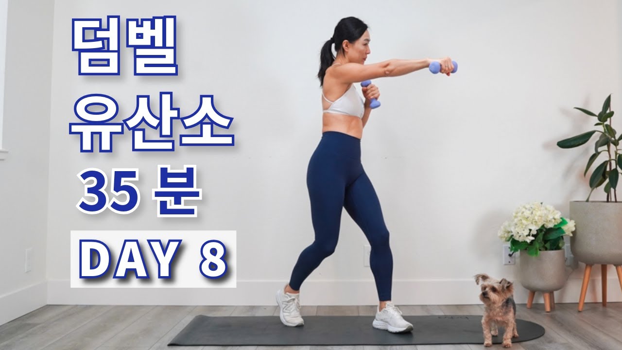 DAY 8 전신 칼로리 태우는 덤벨 유산소 운동 : 무조건 살 빠지는 다이어트 홈트 루틴  / Burn Calories Dumbbell Cardio Workout