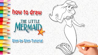 كيف ترسم اريل حورية البحر | رسم سهل خطوة بخطوة للمبتدئين How to Draw Ariel The Little Mermaid