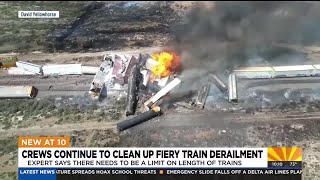 Crews continue to clean up fiery train derailment near Arizona-New Mexico border