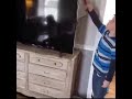 Kid smashes dads new 50inches tv using hammer