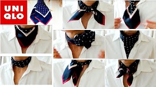 ♥2019年秋【ユニクロシルクスカーフの巻き方】アレンジ！１４ how to wear a UNIQLO silk scarf arrangement 14