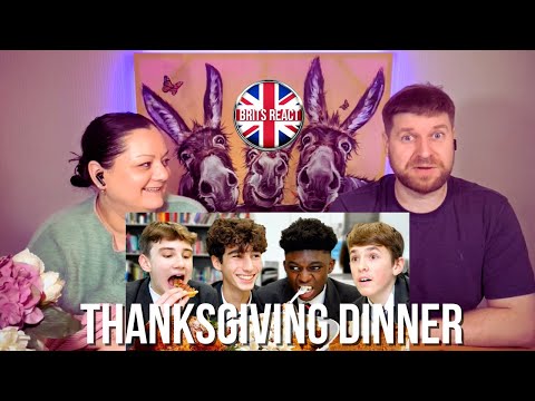 BRITS REACT | British Highschoolers try Thanksgiving Dinner | BLIND REACTION