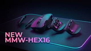Tri-Mode Gaming Mouse MMW-HEX16: 16 Buttons, 24,000 DPI, and Magnetic Covers | Mars Gaming