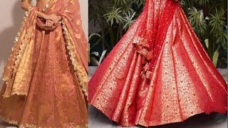 Brocade Lehenga Cutting And Sching , Long Umbrella Skirt Lehenga Cutting