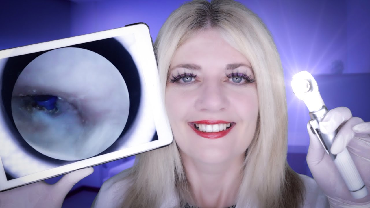 ASMR Ear Exam, Cleaning & Grommet Removal. VERY INTENSE SOUNDS! Otoscope, Microsuction, Latex
