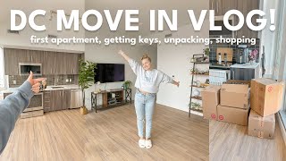 DC MOVE IN VLOG 2024 🚚 getting my keys, furniture shopping, moving into my first apartment!
