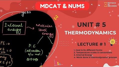 #MDCAT Physics Unit#5 Thermodynamics Lecture#1