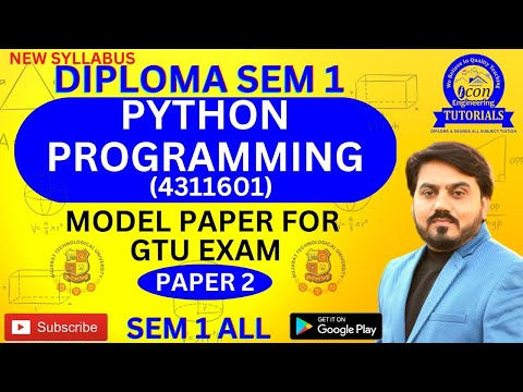 DIPLOMA SEM 1 PYTHON PROGRAMMING IMP MODEL PAPER 2 FOR GTU EXAM || SEM 1 PYTHON IMP FOR GTU #gtuimp