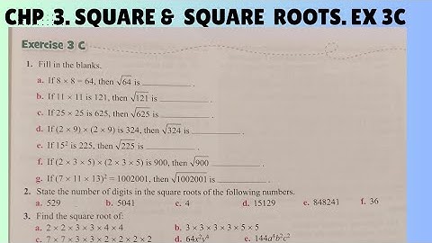 Chp 3 Square &Square Roots. Ex 3C ( Q1,Q2,Q3 and Q5 Simplify). Class 8. Oxford Mathematics