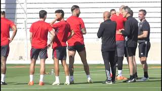 Entrenamiento del Sevilla con la presencia de Sergio Ramos como única novedad en la sesión