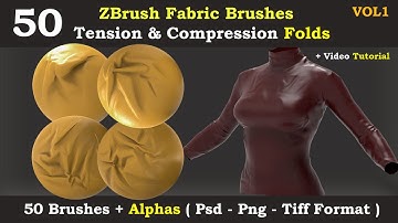 50 zbrush fabric brush and alpha -tension and compression fold