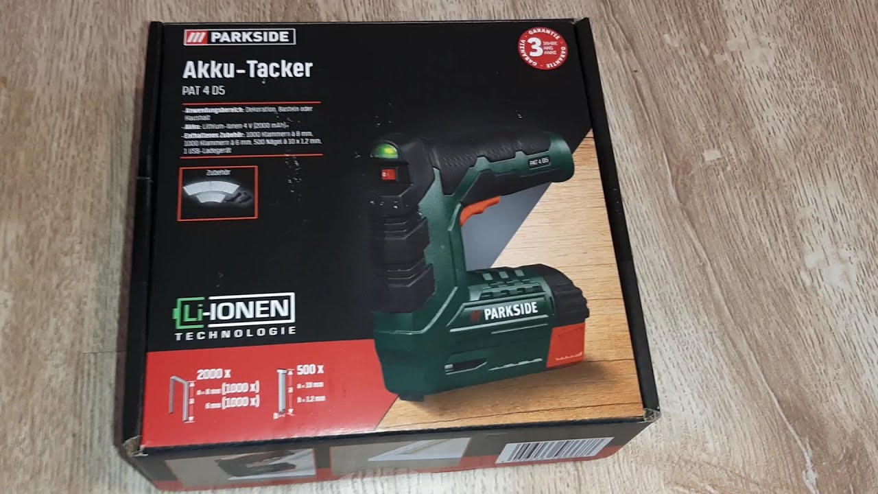 Een evenement Licht magneet Unboxing and Testing PARKSIDE AKKU TACKER PAT 4 DS - YouTube