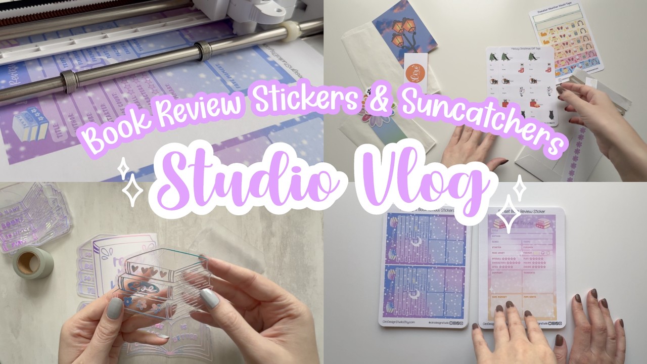 Studio Vlog 59 ✿ First Time Making Book Review Stickers & More Bookish Suncatchers ✿ Order Packing