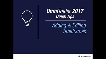 OmniTrader 2017 QuickTip #1 Adding and Modifying Timeframes