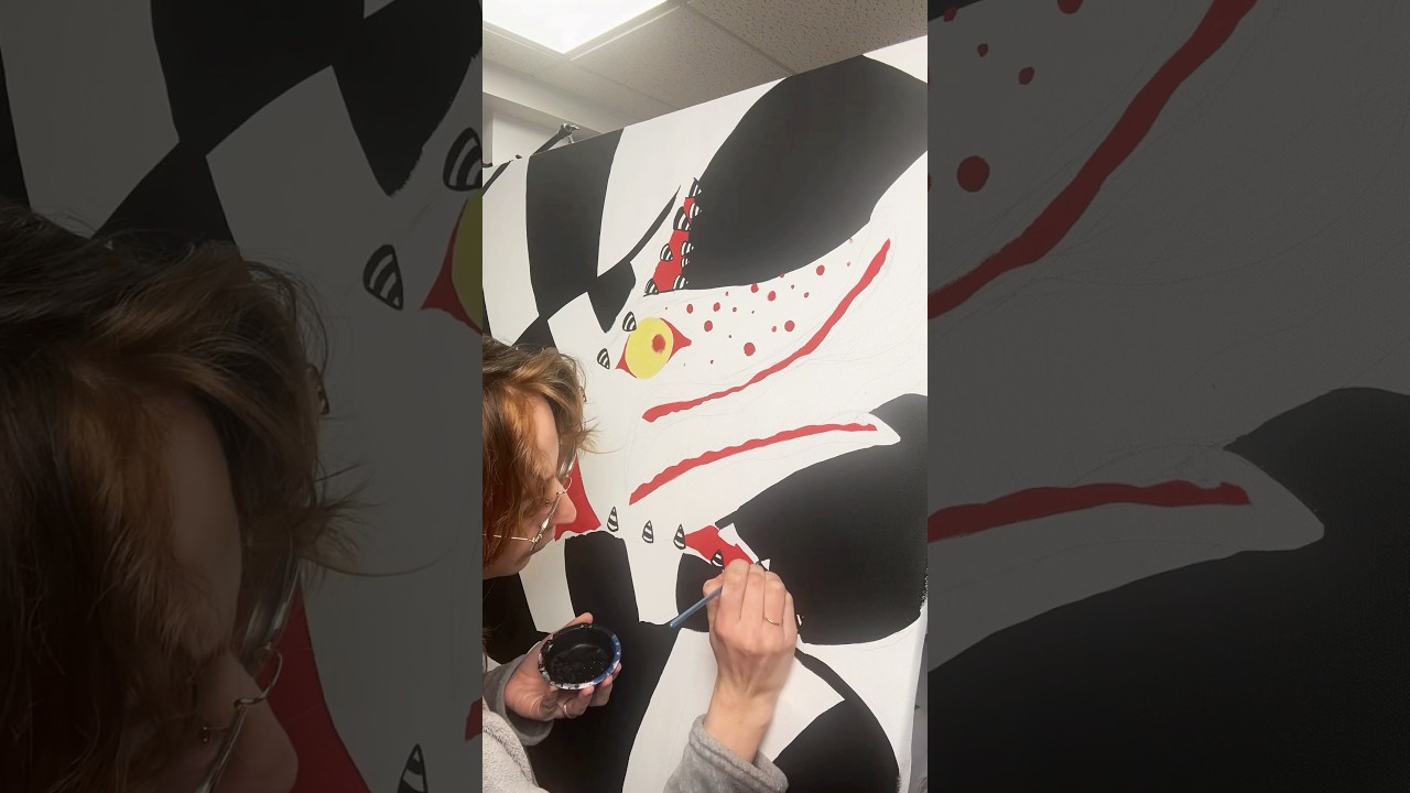Painting canvases for a mural in my house! #beetlejuice #sandworm