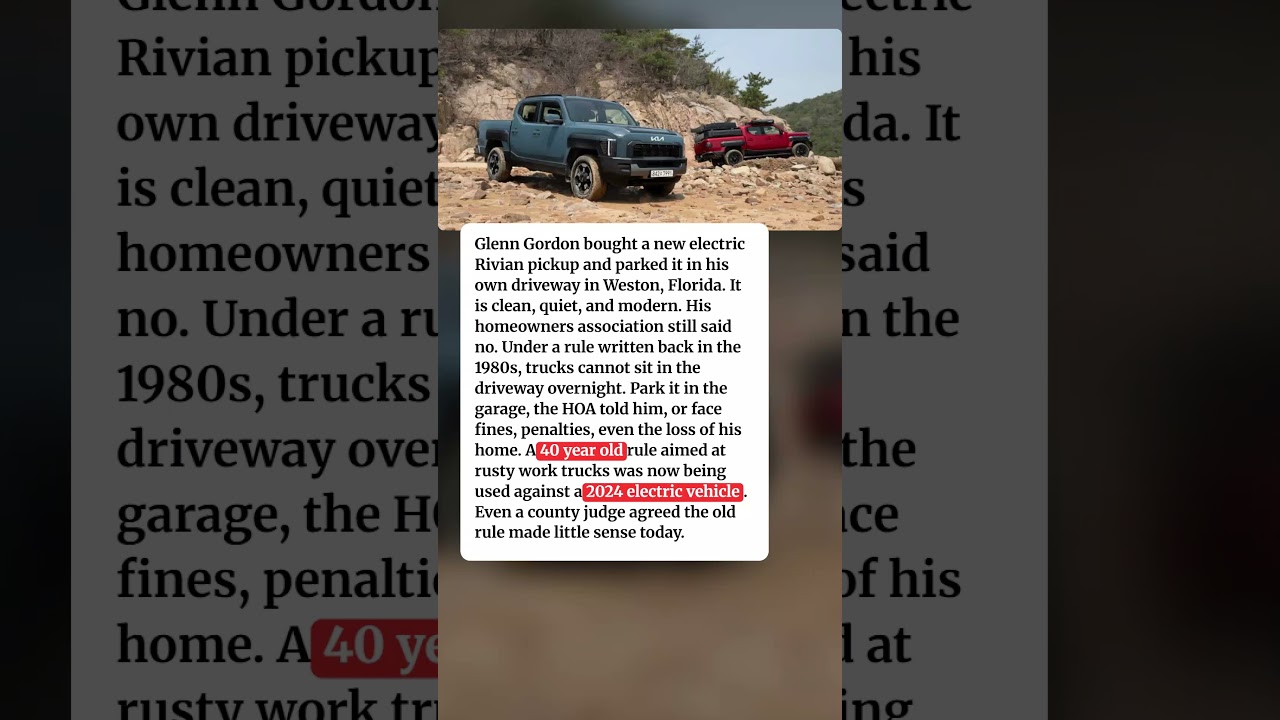 His electric truck broke a 1980s HOA rule.