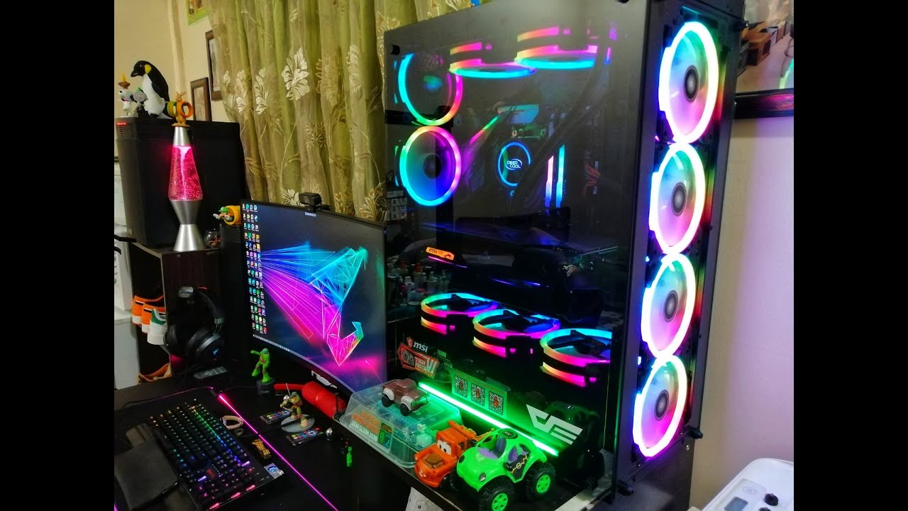 DarkFlash Phantom Gaming PC Case with 11x DarkFlash Aigo DR12 RGB fans