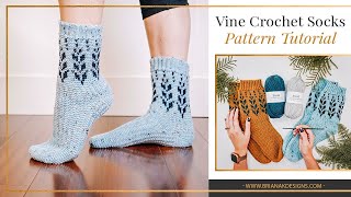 Vine Colorwork Crochet Sock Pattern Tutorial