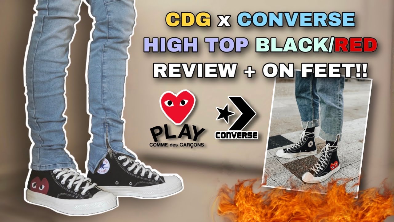 paraguas Policía carrera CDG x CONVERSE HIGH TOP BLACK/RED REVIEW + ON FEET!! STILL A HYPE SHOE IN  2021? - YouTube