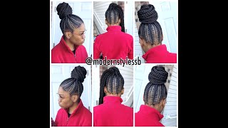 Stitch braids feed in ponytail
