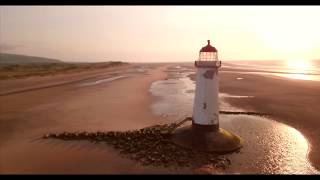 Talacre Beach at Sunset - Drone Flight (4K)