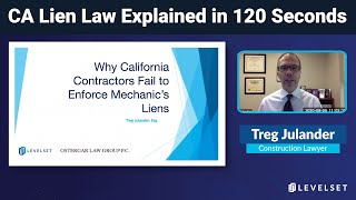 California construction lawyer explains CA lien law in 120 seconds | Treg Julander
